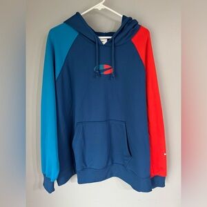 Nike Therma-Fit Sweatshirt Hoodie Blue/Orange Size 1X Loose Fit Soft Color block